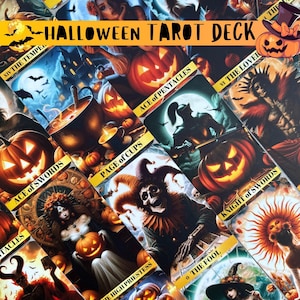 Baraja de tarot de Halloween, 78 cartas de tarot, baraja de tarot gótica y bolsa de tarot, baraja de oráculo, regalo de tarot para principiantes, tarot Ai, baraja de tarot única