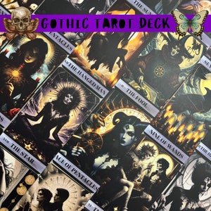 Gothic Tarot Deck, 78 Tarot Cards, Dark Tarot, Gothic Tarot Deck and Tarot Pouch, Gothic Art Cards, Shadowy Tarot, Unique Tarot Deck