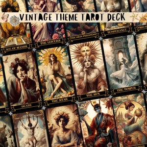 jeu de tarot vintage, jeu de 78 cartes de tarot et pochette de tarot, jeu de tarot unique, jeu de tarot mystique, jeu de tarot céleste, jeu de tarot rétro