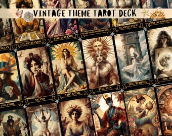 Jeu de tarot vintage : 78 cartes mystiques avec pochette