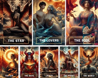 Phoenix Tarot Deck: 78 Printable Cards (PNG Format)