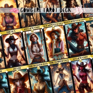 Cowgirl Tarot Deck, Cowgirl 78 Tarot Karten und Beutel, Himmlisches Tarot Deck, Einzigartiges Tarot Deck, Western-Themen Tarot Deck, Rodeo Tarot