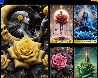 Rose Thema Major Arcana Tarot Karten, Orakel Deck (Digitaler Download)