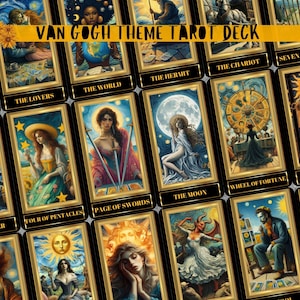 Baraja de tarot de Van Gogh, baraja de 78 cartas de tarot y bolsa, baraja de tarot única, cartas de tarot de la noche estrellada, baraja de tarot mística, diseño artístico de Van Gogh