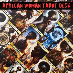 Mazzo di tarocchi afroamericani, tema donna africana 78 carte dei tarocchi, arte ragazza afro, tarocchi etnici, mazzo di tarocchi afroamericani, carte dei tarocchi neri