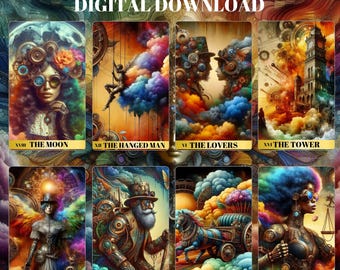 Steampunk Tarot Deck, 22 Major Arcana, Buntes Thema (Digitaler Download)