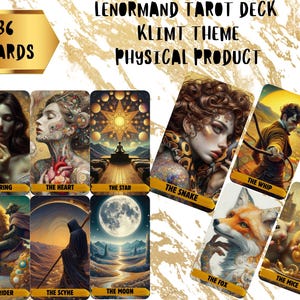 Lenormand-kaartenspel met Klimt-thema, 36 Lenormand-kaartenspel, uniek tarotspel, mystiek tarotspel, tarotspel schilder, volledig Lenormand-spel