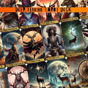 Jeu de tarot sur le thème du cerf, jeu de 78 cartes de tarot et pochette, jeu de tarot unique, tarot des animaux, tarot de la forêt, cartes de tarot nature, tarot pour débutants