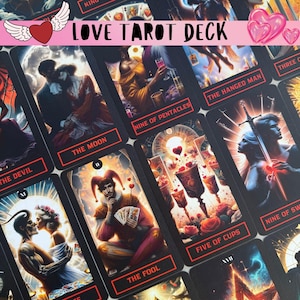 Baraja de tarot del amor, baraja de 78 cartas del tarot, baraja de tarot única, baraja de tarot místico, tarot romántico, tarot de almas gemelas, baraja de romance, tarot emocional
