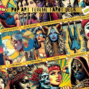 Baraja de Tarot Pop Art, Baraja de 78 Cartas y Estuche, Baraja de Tarot Única, Baraja de Tarot Mística, Baraja de Tarot Completa, Tarot Colorido, Tarot Moderno