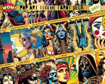 Deck de tarot Pop Art : 78 cartes colorées avec pochette