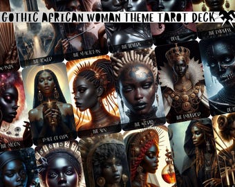 Talia Tarota „Gotycka Afrykańska Kobieta”: 78 kart z woreczkiem
