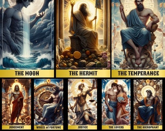 78 Greek God Tarot Cards: Printable Oracle Deck (PNG)