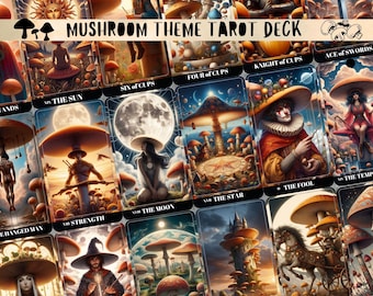 Pilz Tarot Deck: 78 mystische Karten mit Beutel