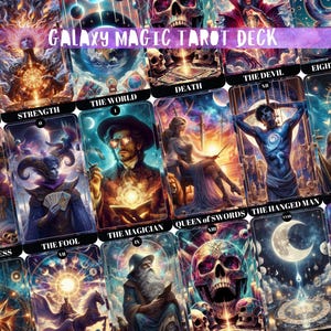 Baraja de Tarot Mágico de Galaxia, Baraja de 78 Cartas y Estuche, Baraja de Tarot Única, Tarot Celestial, Baraja de Tarot Cósmico, Baraja de Tarot Físico