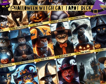Tarotkaart Halloween-heksenkat: 78 kaartenset met etui