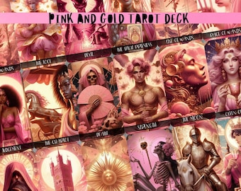 Pink and Gold Tarot Deck: 78 Mystical Cards with Pouch