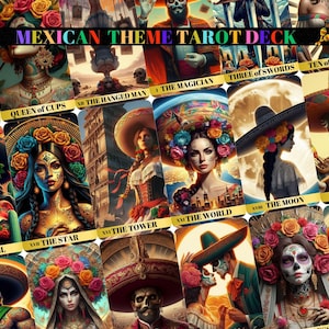 Baralho de Tarô com Tema Mexicano, Baralho e Bolsa de 78 Cartas de Tarô, Baralho de Tarô Único, Tarô Cultural, Tarô de Cacto