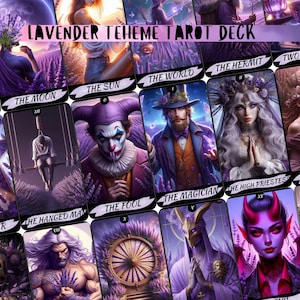 Baraja de Tarot Lavanda, Baraja de Tarot de 78 Cartas y Estuche, Baraja de Tarot Única, Baraja de Tarot Completa, Tarot Morado, Tarot Floral, Baraja de Tarot Estético