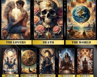 78 Tarot Cards Deck, Ancient Whispers Theme 78 Tarot Cards, printable oracle deck, digital tarot deck, tarot deck beginner, tarot png