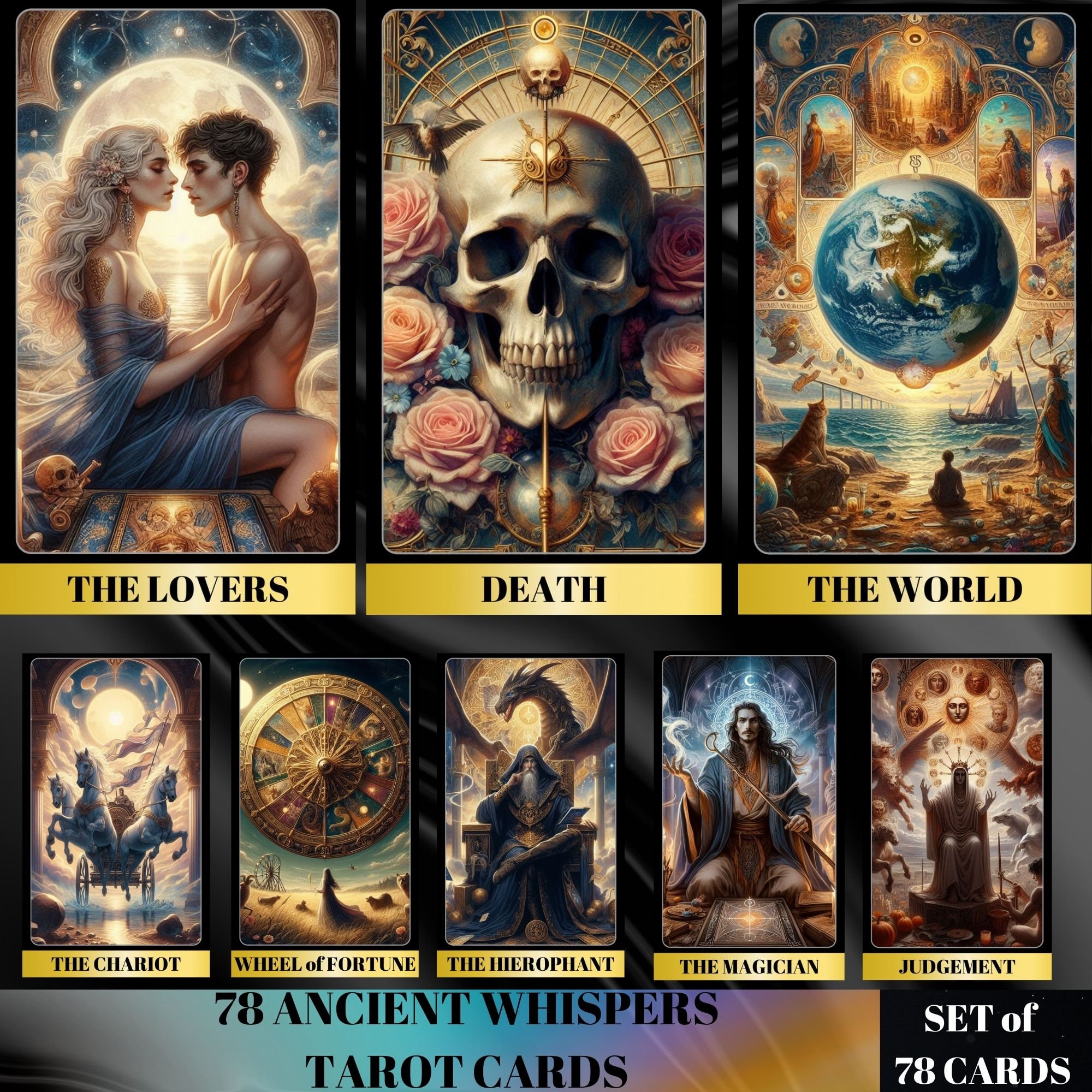 78 Tarot Cards Deck, Ancient Whispers Theme 78 Tarot Cards