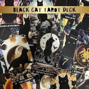 Jeu de tarot du chat noir, jeu de 78 cartes de tarot, jeu de tarot unique, jeu de chats ténébreux, jeu de félins, tarot magie noire, jeu de tarot mystique