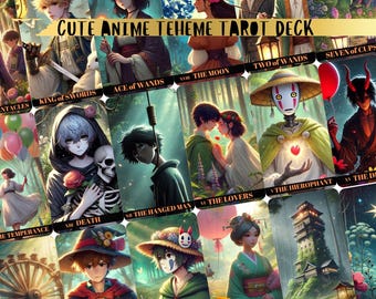 Cute Anime Theme Tarot Deck, 78 Card Full Deck and Pouch