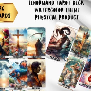 Watercolor Lenormand Deck, 36 Lenormand Cards Deck, Unique Tarot Deck, Mystical Tarot Deck, Colorful Lenormand, Full Lenormand Deck