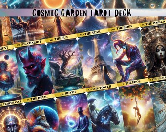 Cosmic Garden Tarot Deck: 78 Celestial Cards with Pouch