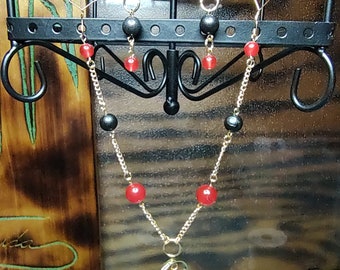 Necklace and Earring Set: Quartz, Jasper, Red Bamboo Coral