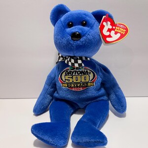 TY Beanie Baby Racing Gold Nascar Bear - Daytona 500 Collectible