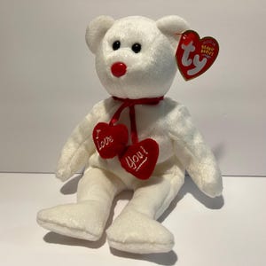 TY Beanie Baby - TRULY the Valentine Bear (9&quot;) Plush Toy - New with Tags - Gift for Collectors & Loved Ones Valentines Gift Idea Toy Lover