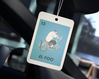 Mexican Loteria Car Air Freshener: El Foo Lowrider Bike
