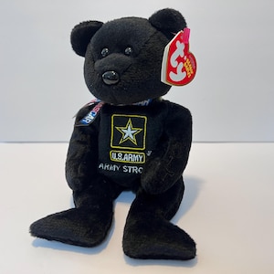 Vintage Ty Beanie Baby Mark Martin NASCAR Army Bear