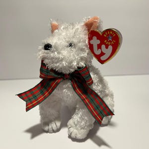Ty Beanie Baby - KIRBY White Terrier Dog 5.5&quot; NWT Plush Stuffed Animal Toy Rare Collectible Gift For Her