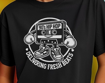 90-tals hiphop-kassett-t-shirt: Retro musikälskare-t-shirt