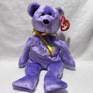 Ty Beanie Baby EGGS III (3) the Purple Easter Bear Vintage Ty Plush Stuffed Toy