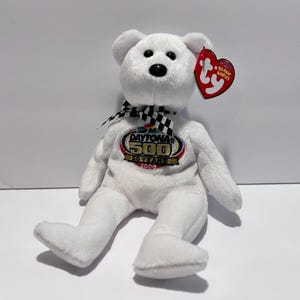 TY Beanie Baby Racing Gold Bear: Daytona 500 NASCAR Collectible