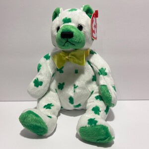 TY Beanie Baby CLOVER Bear: Vintage St. Patrick&#39;s Day Plush (NWT)
