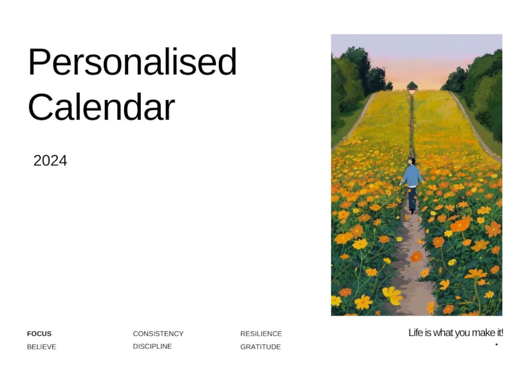 Personalised Calendar 2024, Minimal Personalised Gift, Desk Calendar Etsy