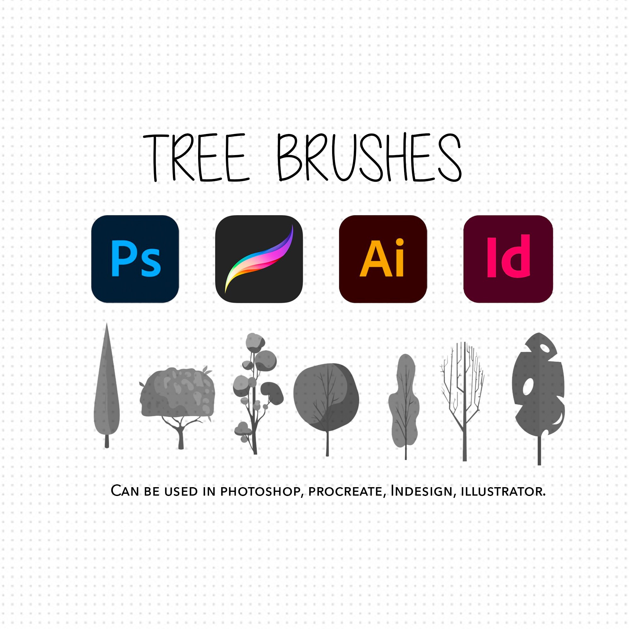 Brush Preset Trees, Photoshop, Procreate, Indesign, Illustrator - Etsy