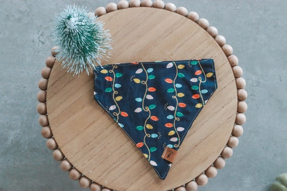 Hang Up the Christmas Lights | Over the Collar Slip-Through Dog Bandana | Fresh Daisies Dogs