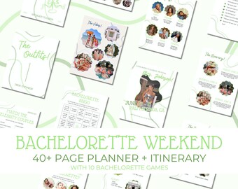 Bachelorette Weekend Itinerary Template: 40+ Page Planner, Games (Canva Editable, Digital Download)