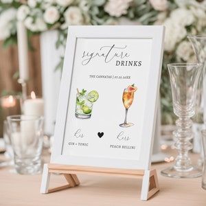 Editable Signature Drinks Sign: Wedding Bar Menu (Digital Download)