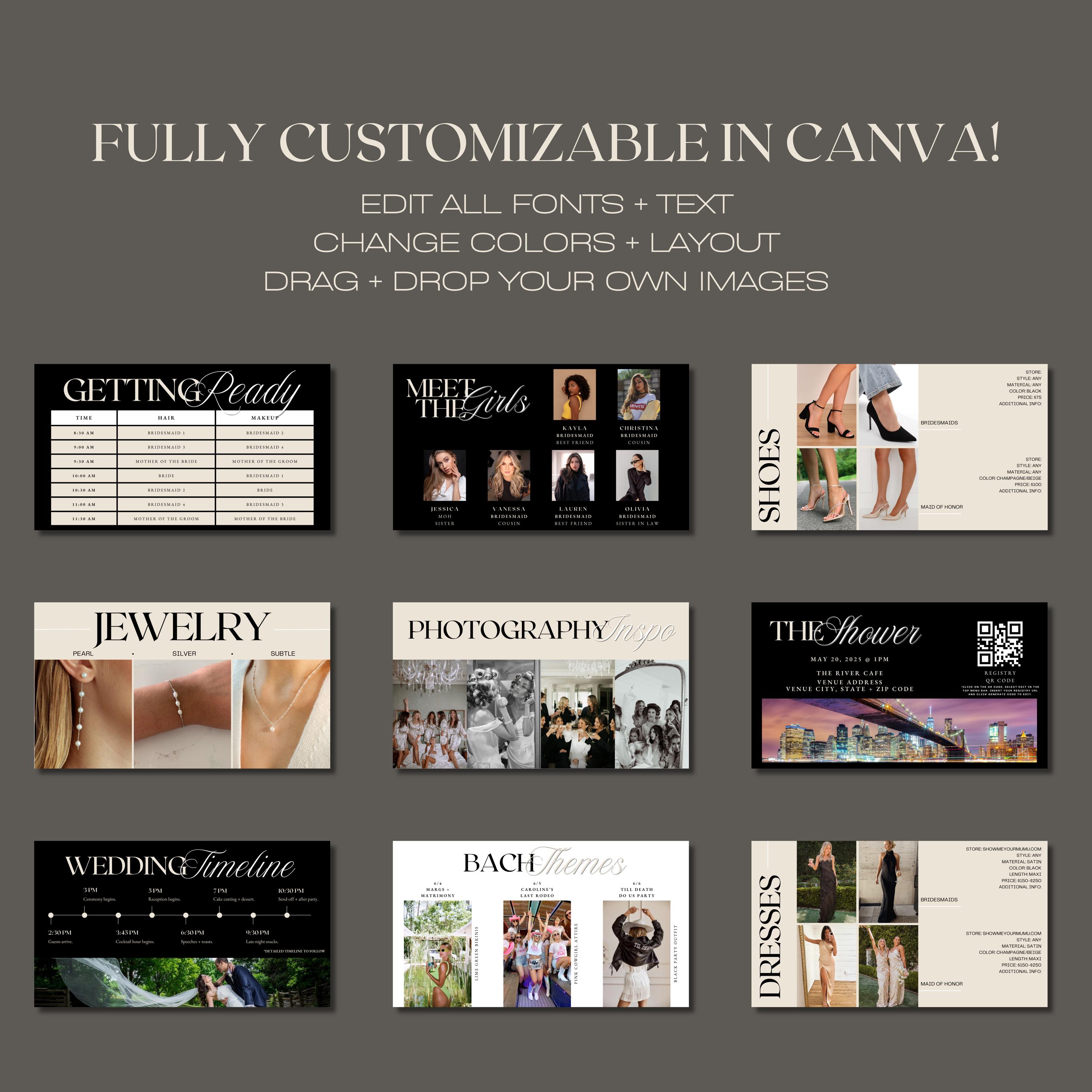 Editable Bridesmaid Guide Canva Template Wedding Planner (digital