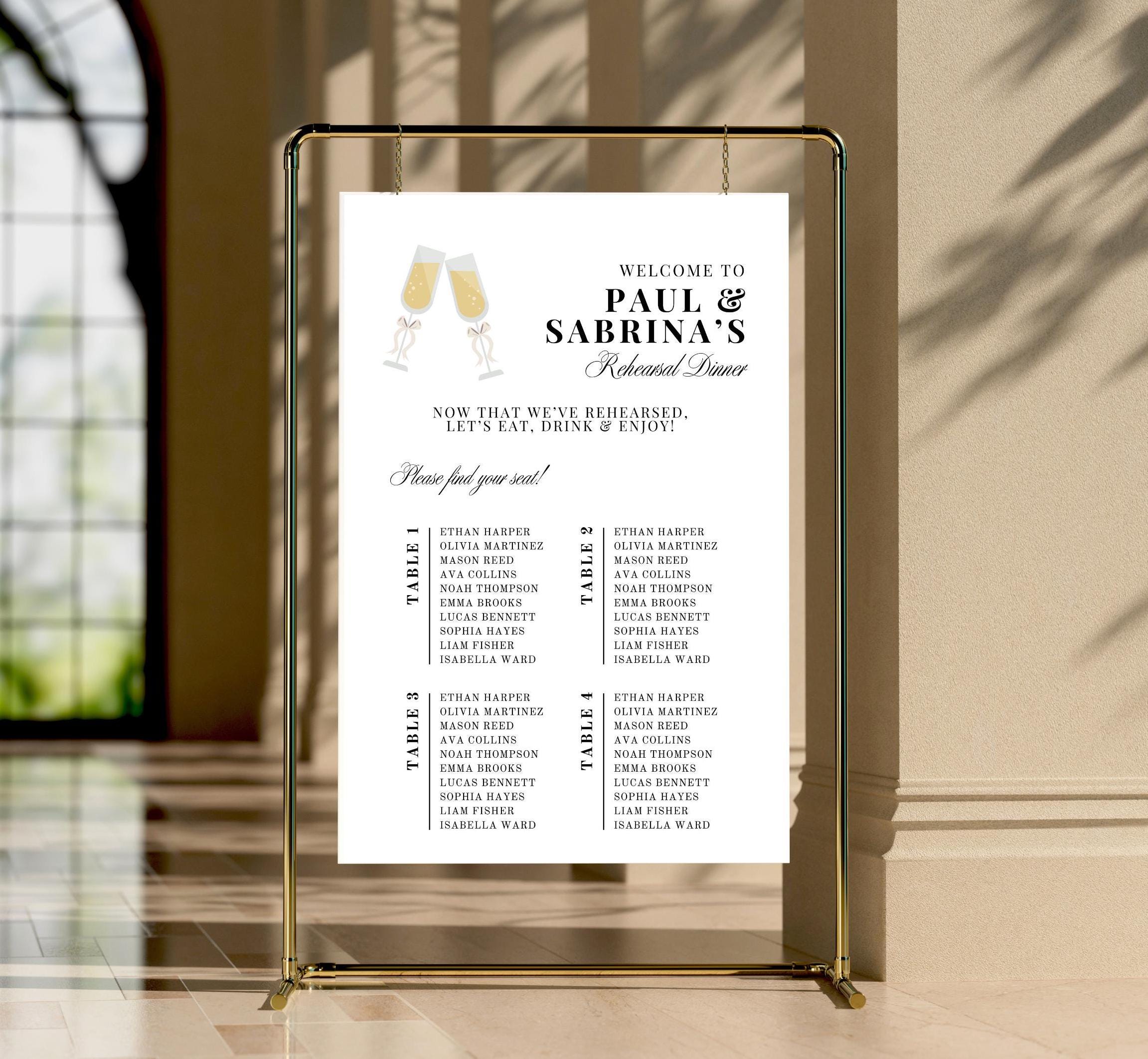 Rehearsal Dinner Seating Chart Template: Editable Welcome Sign (digital  Download) - Etsy, image size:2303x2123