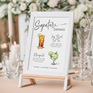 Editable Signature Drinks Sign: Wedding Bar Menu (Digital Download)