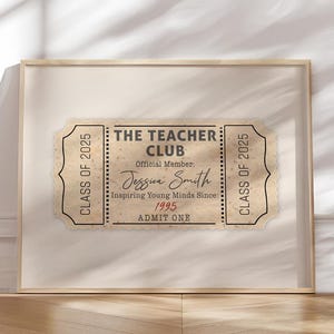 Personalisierte Lehrer Geschenk Benutzerdefinierte Lehrer Wandkunst Ende des Jahres Lehrer Wertschätzung Geschenk Klassenzimmer Dekor Geschenk für Lehrer humorvolles Ticket