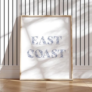 East Coast Sign wall art Coastal Granddaughter, Coastal Cowgirl Print, Beachy Art Coastal Prints, Preppy Wall Art, Nantucket, Blue and White