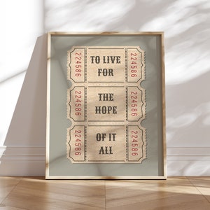 Poster August Taylor Wall Art to live for the hope of it all Printable Digital Trendy lime cream Decor Vintage Tickets positive affirmation